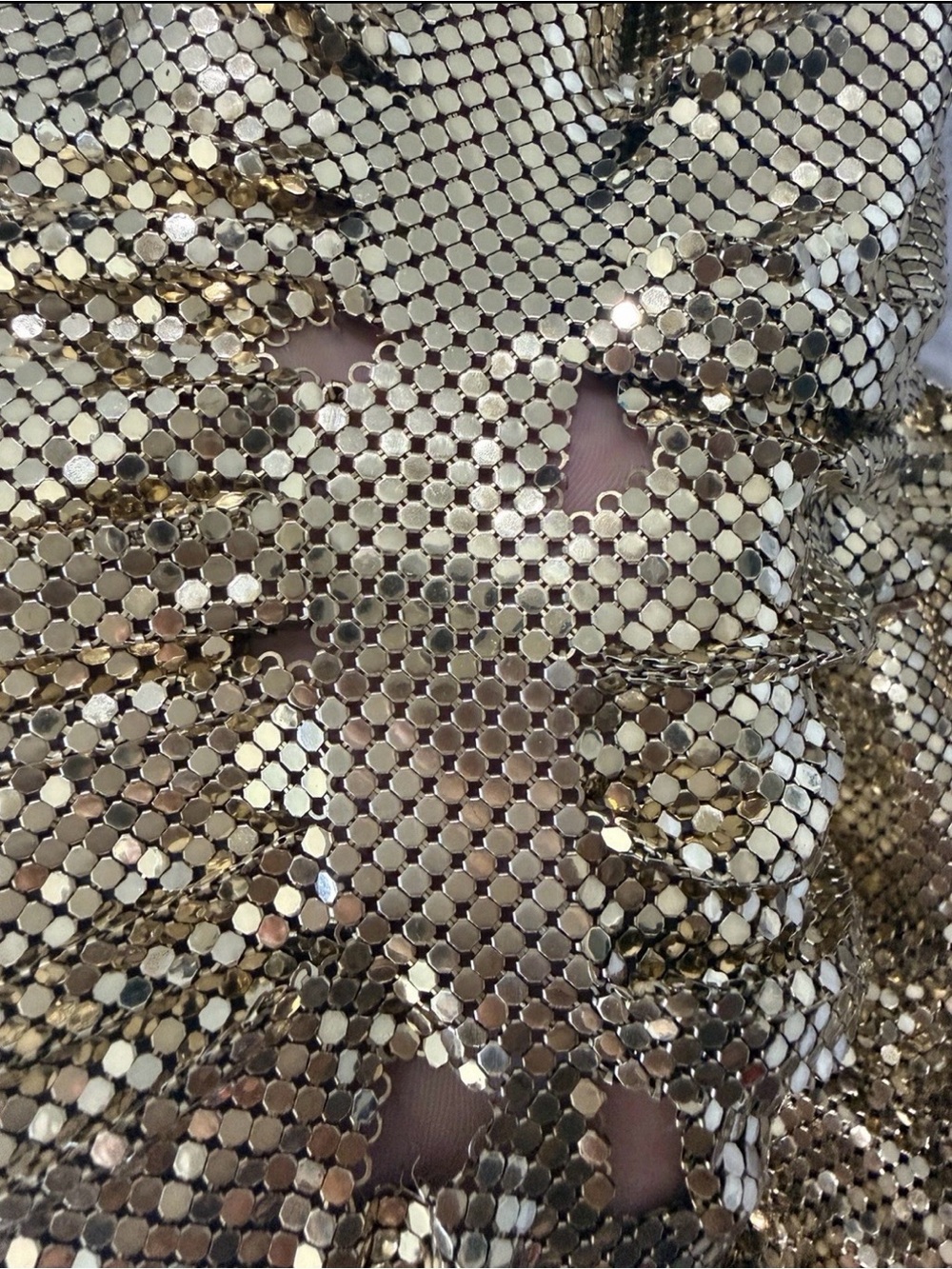 Vintage Whiting Davis Gold chainmail Studio 54 Tunic Dress M damaged ! - Picture 8 of 9
